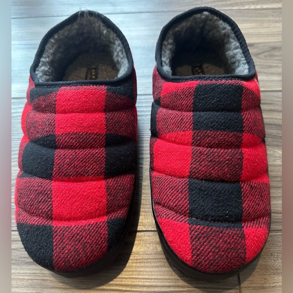 Dakota Sherpa Fleece Slippers Memory Foam Lightweight Mocassins Buffalo Check